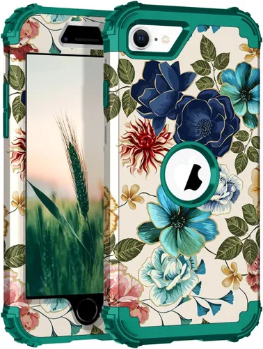 Miniatura 166 de Hocase Funda para iPhone SE 2022/2020, resistente a prueba de golpes, de plástico duro+goma de silicona, funda protectora híbrida para iPhone SE
