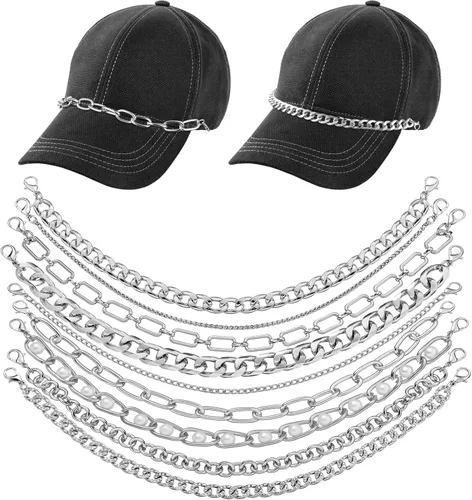 Miniatura 16 de Geyoga 9 unidades de cadenas para sombrero de camionero, dijes de sombrero de camionero para mujeres y hombres, decoración de billetes, cadena
