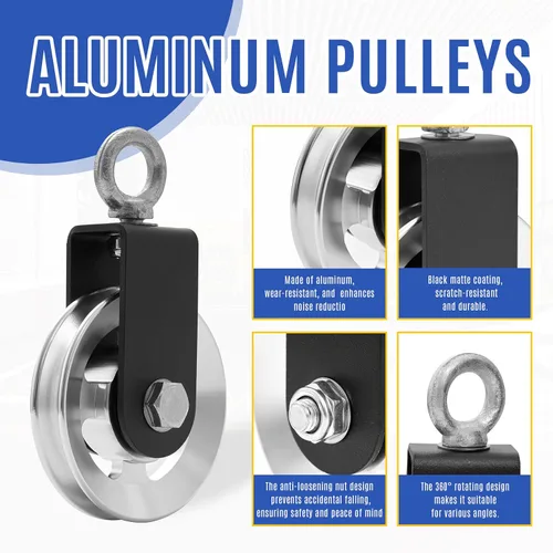 Miniatura 2 de Rueda de polea de cable de aleación de aluminio de 3.543 in para sistema de gimnasio en casa, resistente con carga máxima de 600 libras, compatible
