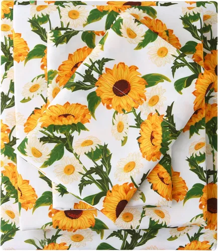 Miniatura 17 de Mooreeke Sábanas de cama Queen con estampado floral, ropa de cama impresa de microfibra suave y fundas de almohada, sábana vintage Queen de bolsillo