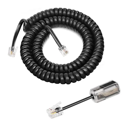 Uvital Desenredador de cable para teléfono celular, 1 paquete de cable de teléfono fijo de 8 pies sin enrollar (1.2 pies en espiral) y 1 paquete de