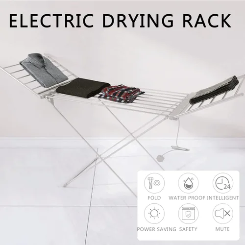Miniatura 3 de Estante eléctrico para secadora de ropa con calefacción, portátil, plegable, temperatura constante, ropa de bebé, aterrizaje, perfil aerodinámico