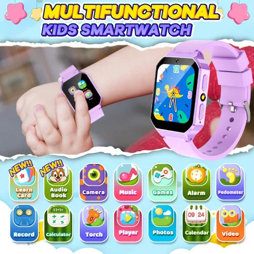 Miniatura 2 de Reloj inteligente para niños de 6 a 12 años, juguetes con 26 juegos, reproductor de música, pantalla táctil HD de 1.69 pulgadas, cámara de video