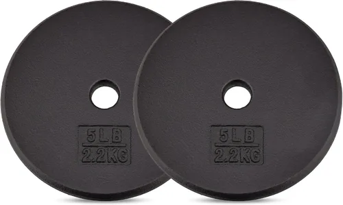 Miniatura 7 de Yes4All Standard Weight Plates, 1-Inch Cast Iron Barbell Weights, Wide Range 5–50 LB, Ideal for Strength Training & Workout Routine, Available in