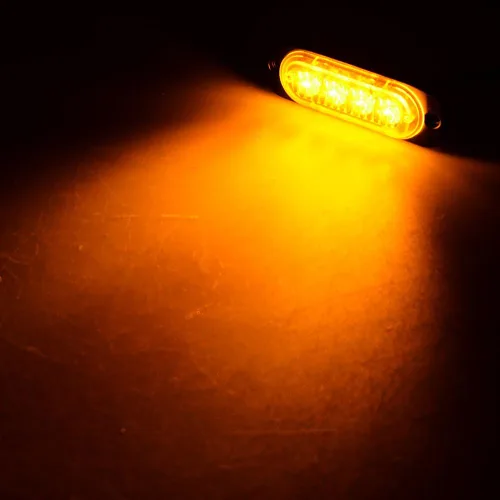 Miniatura 6 de Corp Amber Super Slim 4-LED Advertencia Emergencia Estroboscópica Luz Estroboscópica Montaje en Superficie Coche Camión 12V-24V (100 piezas)