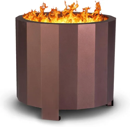 Miniatura 12 de Flash Furniture Titus - Chimenea de madera de grado comercial, sin humo, acabado de bronce, 19.5 pulgadas, portátil, cubierta impermeable