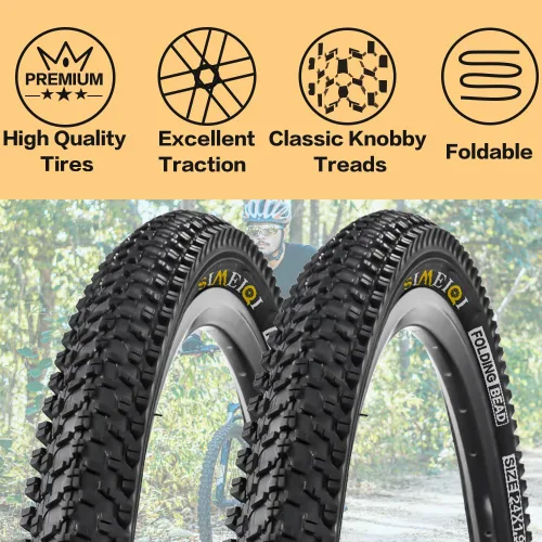 Miniatura 4 de 24 X 1.95 Inch Folding Bike Tires with 3mm Anti Puncture Proof Protection for Mountain Bicycles 2 Neumáticos 2 Tubos
