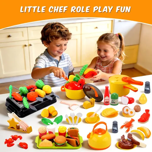 Miniatura 2 de CUTE STONE Accesorios de cocina de juguete, juego de cocina para niños con ollas y sartenes de juguete, juguetes de utensilios de cocina con juego