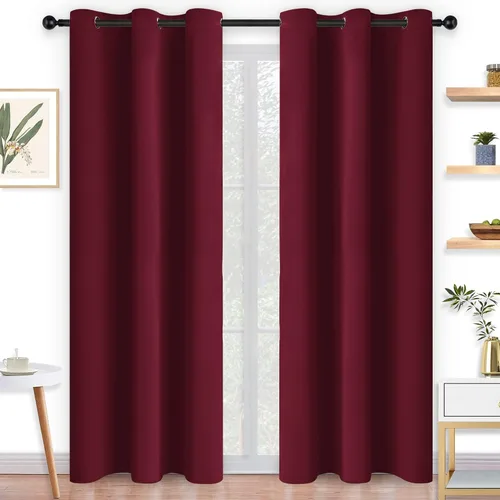 Miniatura 16 de Cortinas y cortinas de poliéster con ojales en la parte superior para oscurecer la habitación, sala de estar con aislamiento térmico