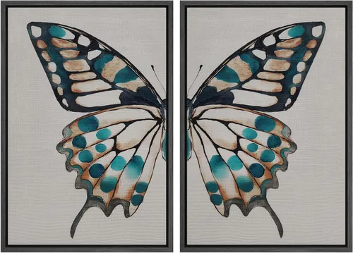Miniatura 36 de SIGNFORD Lienzo enmarcado para pared, juego de arte con hojas de palmera de selva, polígonos geométricos, formas abstractas, ilustración, arte