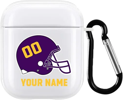 Miniatura 30 de Funda de casco de fútbol con nombre y número para Apple AirPods de 2ª y 1ª generación, regalo personalizado para fanáticos de los deportes de Arizona