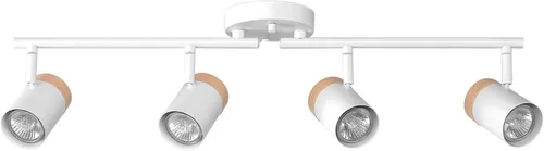 Miniatura 16 de Globe Electric 64000055 - Iluminación de riel de 6 luces de 42", barra central doble giratoria, color blanco mate, acentos en tono madera, luz