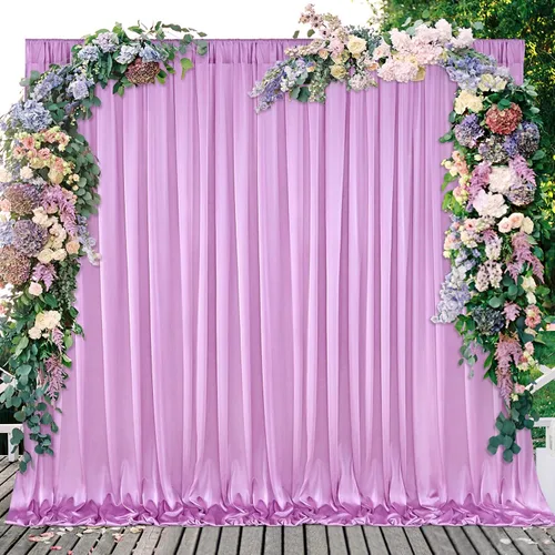 Miniatura 11 de Cortina de fondo marfil de 10 x 10 pies para fiestas, bodas, tela de poliéster, cortinas para fotos, decoración de fondo para baby shower