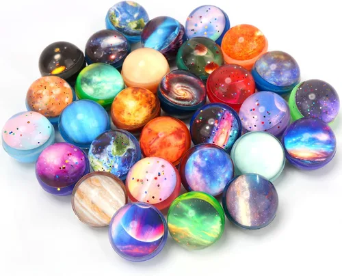Pllieay 30 bolas hinchables de galaxia, bolas inflables espaciales de 1.28 pulgadas a granel, bolas de goma para fiestas espaciales para niños,