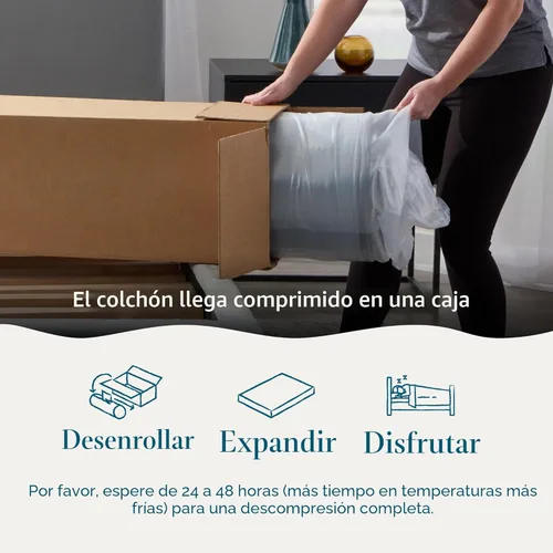 Miniatura 7 de Lucid - Colchón de espuma viscoelástica de 10 pulgadas - Sensación media - Infundido con refrescante carbón de bambú y gel refrescante - Cama en una