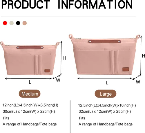 Miniatura 7 de Soyizom Organizador de bolso, organizador de bolsa de inserción para bolsos, organizador de fieltro con cremallera y bolsa de llavero en la bolsa