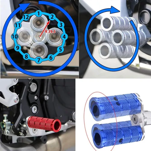 Miniatura 4 de Estriberas de motocicleta compatibles con Suzuki GSX250R Gixxer SF250 Gixxer 250/150 V-STROM250 360° giratorio ajustable antideslizante diseño CNC