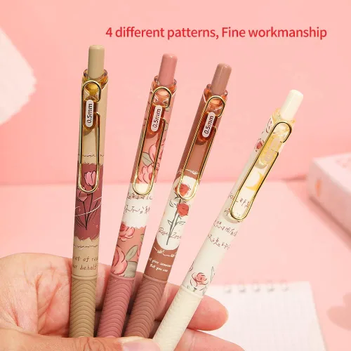 Miniatura 3 de Bolígrafos de secado rápido, lápices de bola kawaii, bolígrafo de gel retráctil, tinta negra de punta fina de 0.5 mm de escritura suave