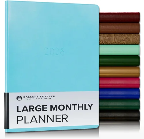 Miniatura 111 de Gallery Leather Agenda Mensual Grande 2025-2026, Elegantemente Encuadernada Planificador de Calendario y Cuaderno con Elegantes Bordes Dorados, 18