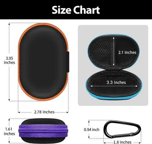 Miniatura 4 de Paquete de 2 Estuches Ovalados para Auriculares Portátil Estuche de Transporte EVA Bolsa de Almacenamiento Organizador de Accesorios para Teléfono