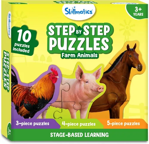 Miniatura 8 de Skillmatics Rompecabezas Paso a Paso – Rompecabezas de 40 Piezas y Rompecabezas para Niños Pequeños, Animales de Granja, Rellenos de Calcetines