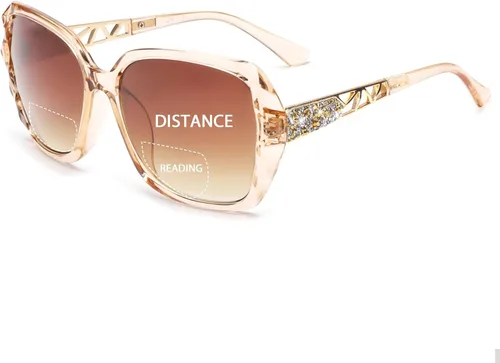 Miniatura 10 de JM Paquete de 2 Gafas de Sol de Lectura Bifocales para Mujeres de Moda Cuadradas de Gran Tamaño Lentes de Sol Lectoras para Lectura al Aire Libre