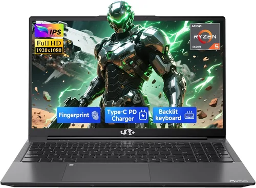 NIMO Portátil para juegos IPS FHD de 15.6 pulgadas, AMD Ryzen 5 6600H 16GB DDR5 RAM 512GB SSD (Beat i5-1335U, 6 núcleos hasta 4.5 GHz) AMD Radeon