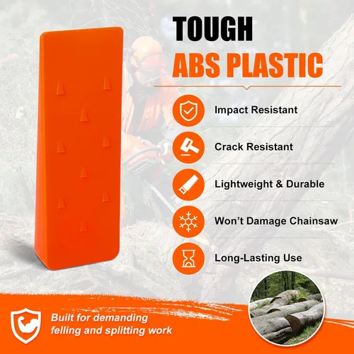 Miniatura 5 de Poweka Juego de cuñas para tala de árboles, paquete de 6 cuñas de árbol de ABS naranja de 5.5, 8 y 10 pulgadas, cuñas de división de madera