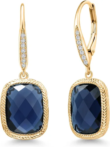 Miniatura 47 de Gem Stone King Aretes colgantes de plata de ley 925 con piedra natal y diamantes blancos cultivados en laboratorio de 4.60 quilates para mujer
