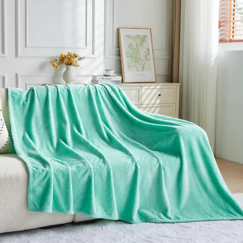 Miniatura 7 de NEWCOSPLAY Manta de Tiro Súper Suave Aqua Franela Sedosa Premium Fleece con Patrón de Hojas Ligera Manta de Cama para Uso en Todas las Estaciones