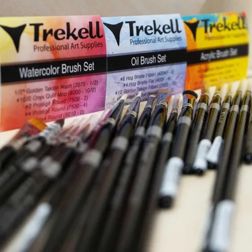 Miniatura 8 de Trekell Pinceles sintéticos - Juego de pinceles de pintura acrílica - Detalle profesional - Punta redonda y fina - Mangos de 6, 10 y 6 pulgadas