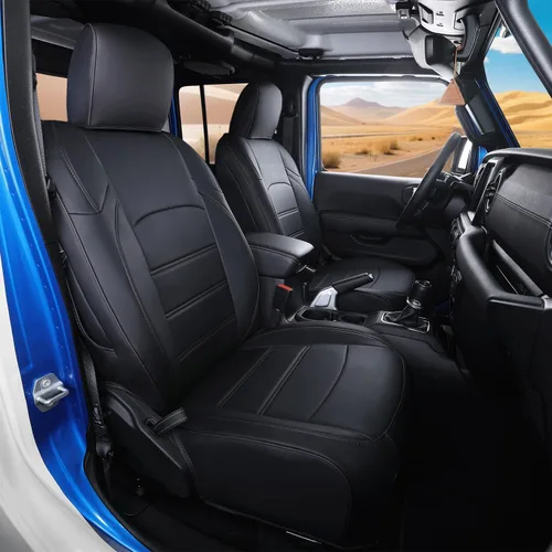 Miniatura 7 de Fundas de asiento para Jeep Gladiator, piel sintética de alta calidad, impermeable, resistente a los arañazos, ajuste personalizado para Jeep