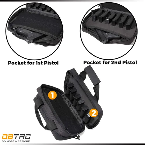 Miniatura 3 de DBTAC - Funda para pistola XS Bolsa táctica de 1 a 2 pistolas con cremallera con cerradura para campo de tiro al aire libre Parche de bandera