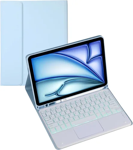 Funda de teclado para tableta Samsung Galaxy Tab A8 X200/X205 de 10.5 pulgadas, cubierta protectora de teclado con soporte multiángulo, borde de Azul