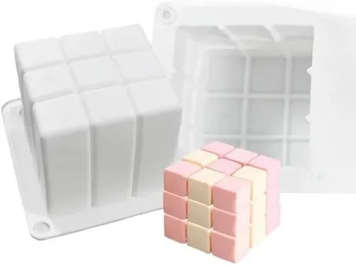 Miniatura 18 de Velas de burbujas antiadherentes, moldes de silicona en forma de cubo de aromaterapia 3D, cera de jabón, molde de silicona para hacer velas de cera