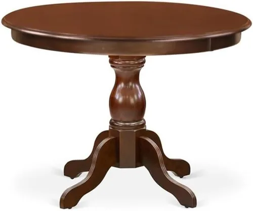 Miniatura 3 de East West Furniture HBCL3-MAH-C - Juego de comedor de 3 piezas para espacios pequeños que contiene una mesa de comedor redonda con pedestal y 2