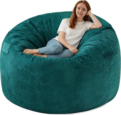 Miniatura 43 de Silla de Puf de 3 Pies, Sillas de Puf Cómodas con Relleno de Espuma Viscoelástica, Sofá de Puf Esponjoso con Funda de Terciopelo Holandés, Sillas