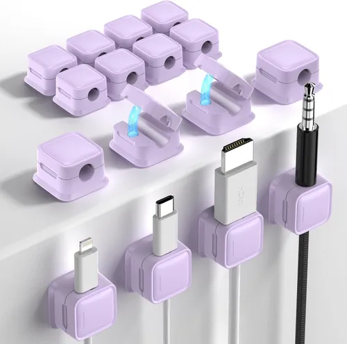 Miniatura 19 de Paquete de 8 Organizadores de Cables con Soporte, Costop Fuerte Adhesivo Magnético para Gestión de Cables de Escritorio, Fácil de Abrir, Organiza