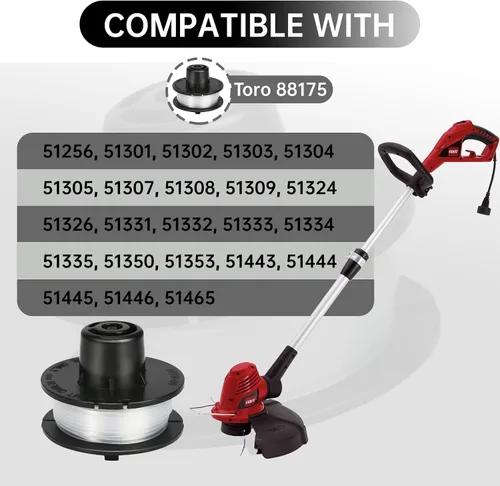 Miniatura 3 de 88175 Línea de recortadora de cuerdas compatible con Toro 51256 51301 51302 51303 51304 51305 51307 51308 51309 51324 51326 51331 51332, carrete