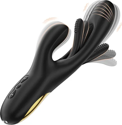 Vibrador consolador conejo juguetes sexuales -LOVENOTE G Spot Vibrador masajeador para mujeres, estimulación del pezón del clítoris, juguetes Negro