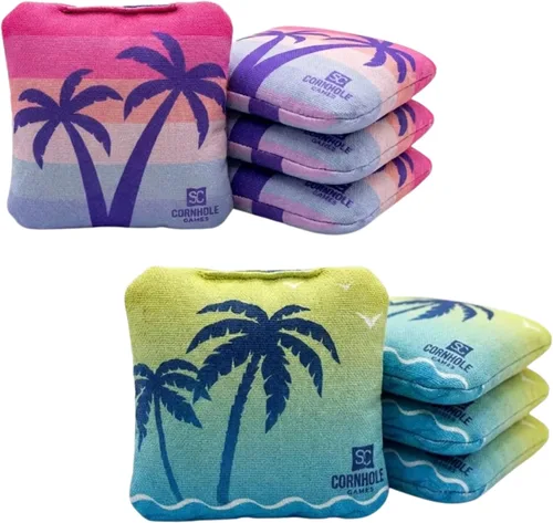 Miniatura 23 de Bolsas Profesionales de Cornhole de Doble Cara - 16 oz 6x6 con Relleno de Resina Premium - Bolsas de Frijoles Pro de Torneo Oficial Rojo/real