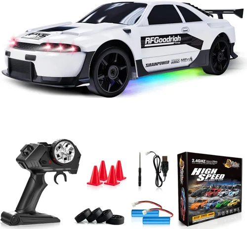 Miniatura 12 de Automóvil de control remoto RC Auto de deriva RC 2.4GHz 1:24 4WD 15KM/H Auto de carreras deportivas de alta velocidad con luces LED Neumático