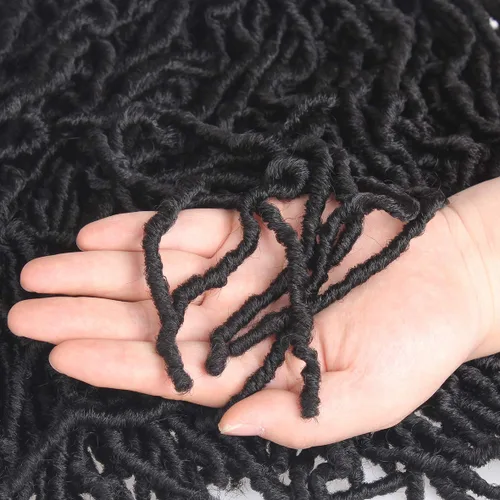 Miniatura 7 de Leeven - 6 paquetes de 21 mechones de cabello largo trenzado para mujer, trenzas de ganchillo sintético de cabello rizado desordenado estilo Rastas