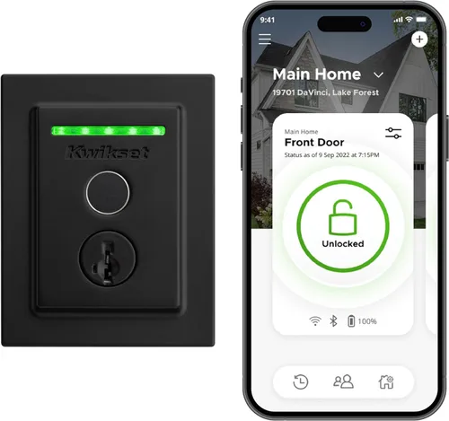 Miniatura 11 de Kwikset Halo Touch Cerradura inteligente con huella dactilar y WiFi, cerradura de puerta de entrada sin llave de bajo perfil, desbloqueo Níquel