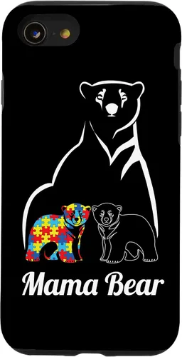 Miniatura 18 de Funda para iPhone 14 Pro Max para concientización sobre el autismo, mamá oso, mamá y niño