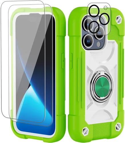 Miniatura 164 de Funda para iPhone 11 de 6.1 pulgadas con soporte de anillo, con 2 protectores de pantalla de vidrio, resistente a los golpes, resistente a