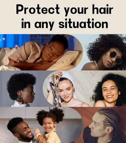 Miniatura 7 de SECZIPE 2 piezas de envoltura de cabello de satén de seda para dormir, gorras ajustables de noche para cabello rizado natural para mujeres y hombres