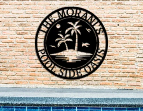 Miniatura 4 de Letrero de paraíso junto a la piscina, letrero de patio trasero, letreros personalizados con nombre de familia, decoración de piscina personalizada