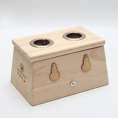 Miniatura 6 de Caja de madera de cuatro agujeros para la terapia Moxa Moxibustión (Rectángulo)