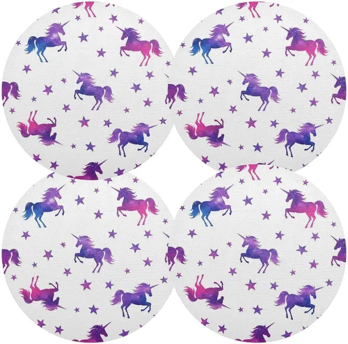 Miniatura 2 de Vibrant Unicorns Table Placemat, Non Slip Heat Resistant Place Mats for Wood Table for Kitchen one sizex1